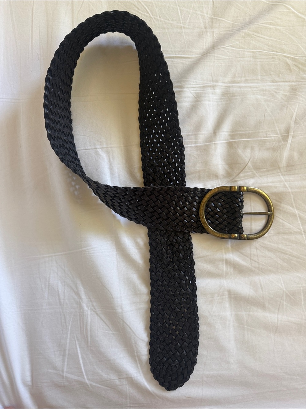Sézane Braided Leather Belt with Brass Buckle - Black - Picture 3 of 5